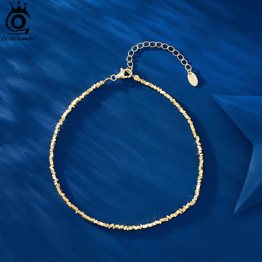 ORSA JEWELS Simple 925 Sterling Silver Charm Foot Chain Anklets For Women Gift Minimalist Beach Sexy Anklet Fine Jewelry SA57 250403