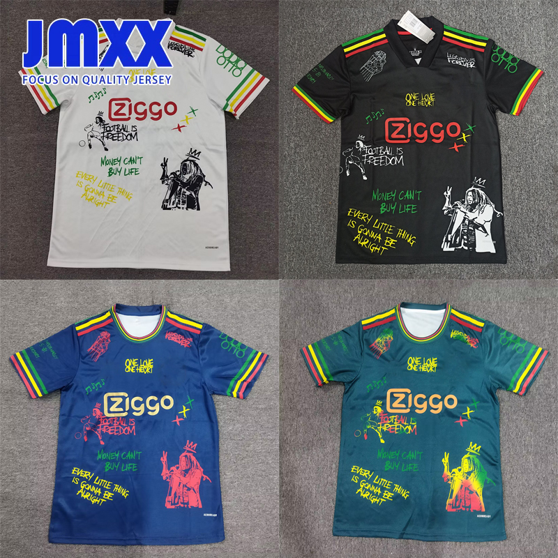 JMXX 25 26 Ajaox Soccer Jersey Bob Marley Special Graffiti Pre Match Training Mens jerseys Football Man Shirt 2025 Fan Version