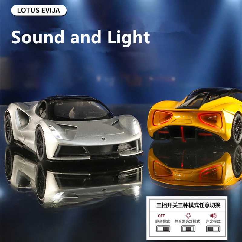 1 24 Lotus EVIJA Alloy Sports Car Model Diecasts Metal Racing Super Car Model Simulates Sound and Light Childrens Toy GiftsXJ250407