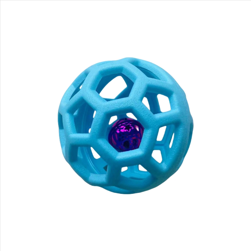 Dog Chew Toy Hollow Ball with Jingle Bell Inside Durable Soft Pet Chew Tooth Cleaning Ball Toys Rubber Non Toxic