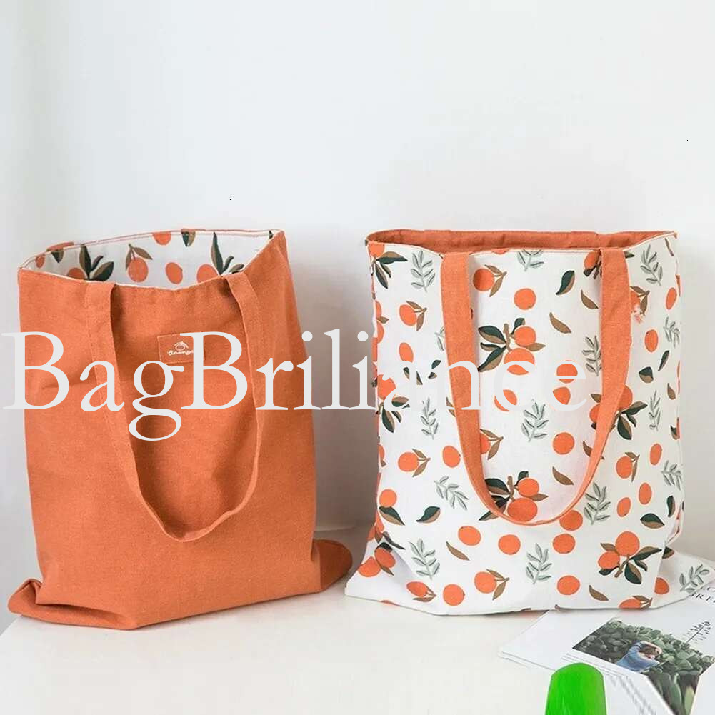 New Millet Wheat Fabric Double-sided Dual-use Shoulder Bags Cotton en Pocket Handbag Shopping Bag Female Canvas Cloth Totes