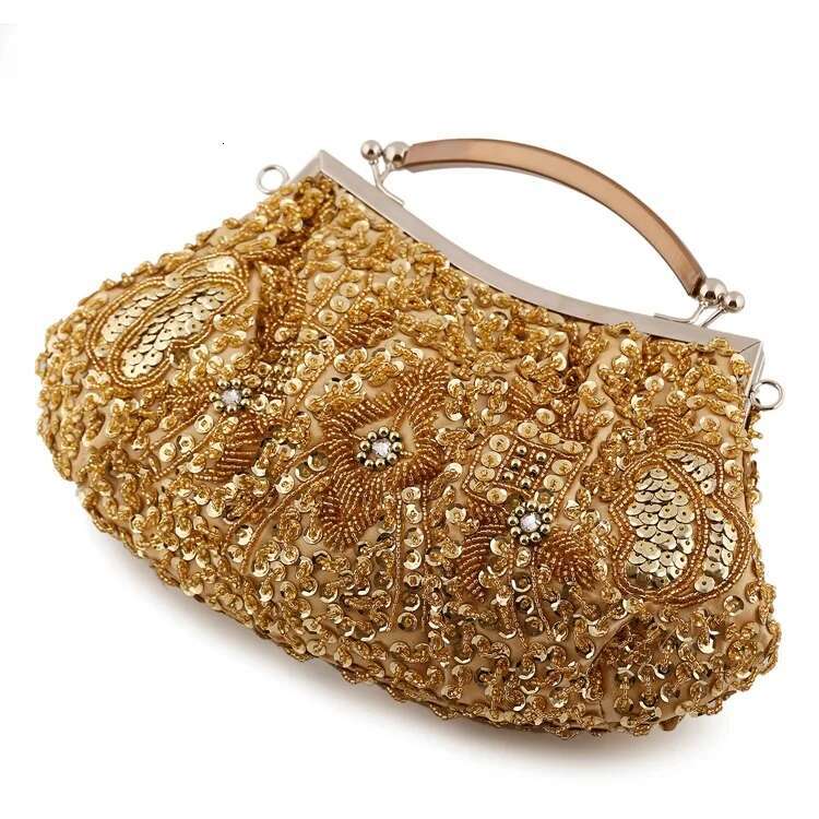 Vintage Sequin Beaded Handbags For Women Wedding Party Bridal Clutches Evening Fashion Retro Chain Crossbody Shoulder Bag