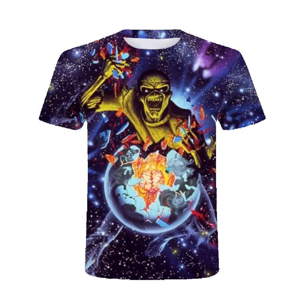 2025 trendy summer muscle warrior photo men's casual 3D printed T-shirt hip-hop metal personality round neck top 6XL