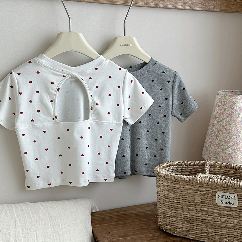 Ddmyshoesvip Girl S Slim Fit Polka Dot Summer New Style Children S Stylish Design Short Round Neck Half Sleeved T Shirt Top