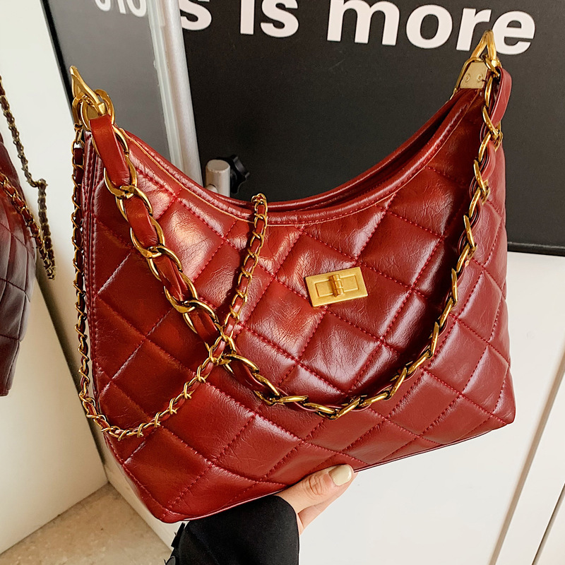 2025S Designer Women S Bag Underarm Pleated For Women New Korean Version Chain Fashion Diamond Grid Large Capacity Single Shoulder Women S Bag
