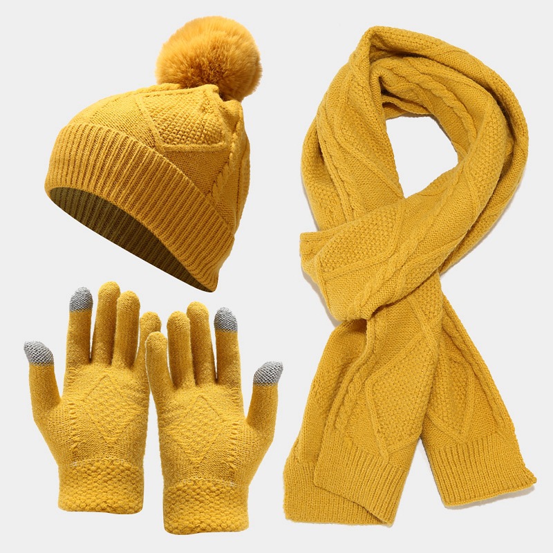 Hats designers women Adult hat scarf gloves three piece set autumn and winter outdoor cold proof warm and thick knitted hat set Christmas gift free sh