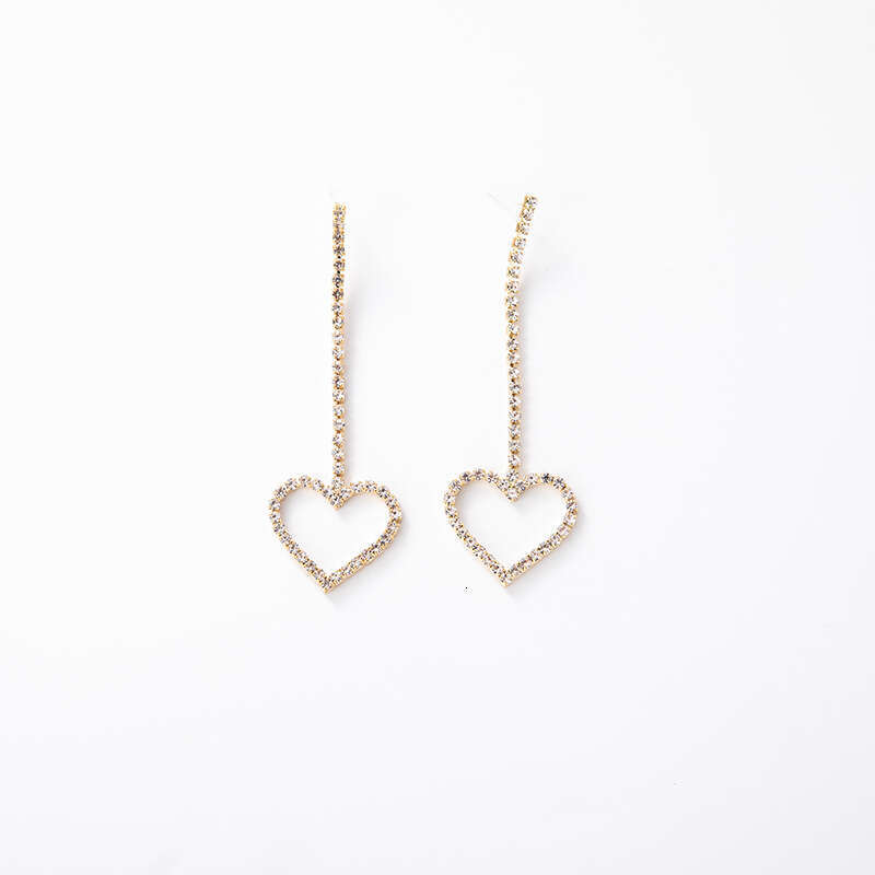 Steel Needle Minimalist Style Tassel Love Pendant New Claw Chain Water Dia Earrings