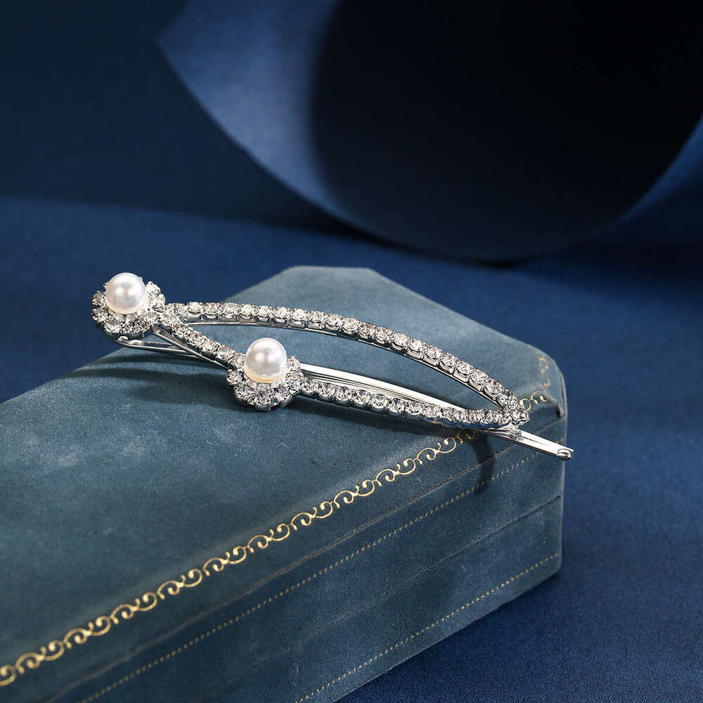 2024 NEW hot selg Korean version rhie hairpin, internet famous bangs duckbill clip, super sparkg full dia pearl edge clip