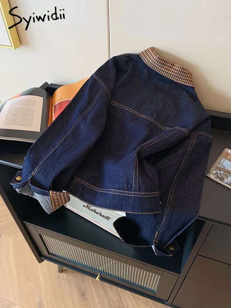 Syiwidii Denim Jackets For Women Turn-Down Collar Single Breasted Jean Coat Autumn 2024 New Fashion Long Sleeve Female Coats