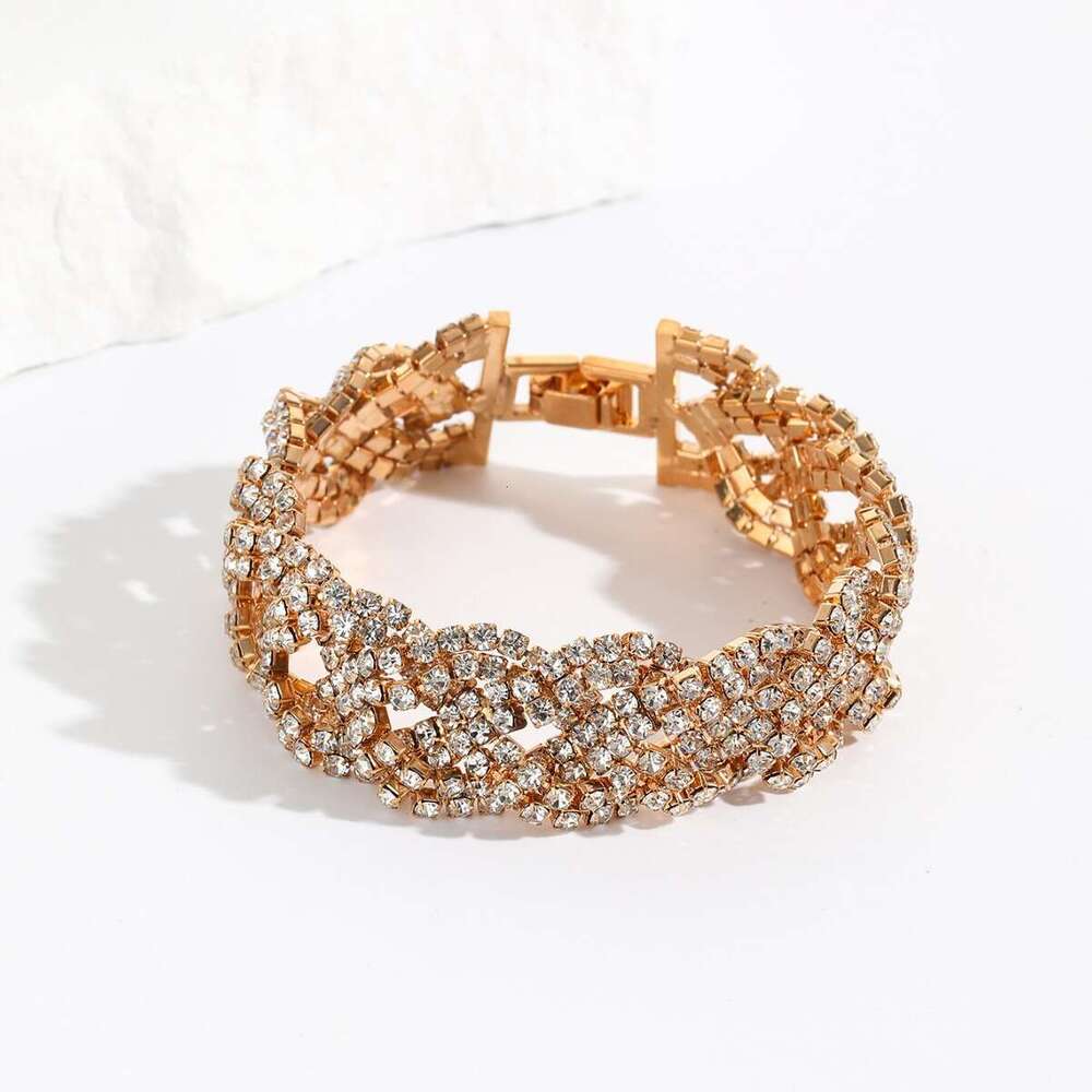 High end high-grade Fried Dough Twists winding all glass rhie copper NEW buckle bracelet