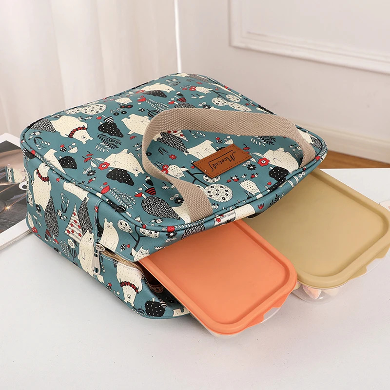 Portable large capacity insulated lunch bag waterproof cloth handbag box outdoor carrying picnic 250401