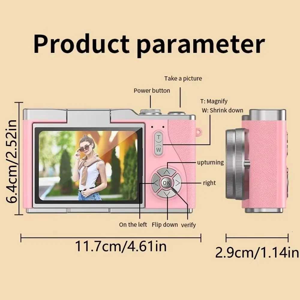 NEW 4K CCD 8X Digital Zoom Digital Camera 48MP Compact Portable Digital Photography Camera 180 Flip Screen Selfie CameraW251107