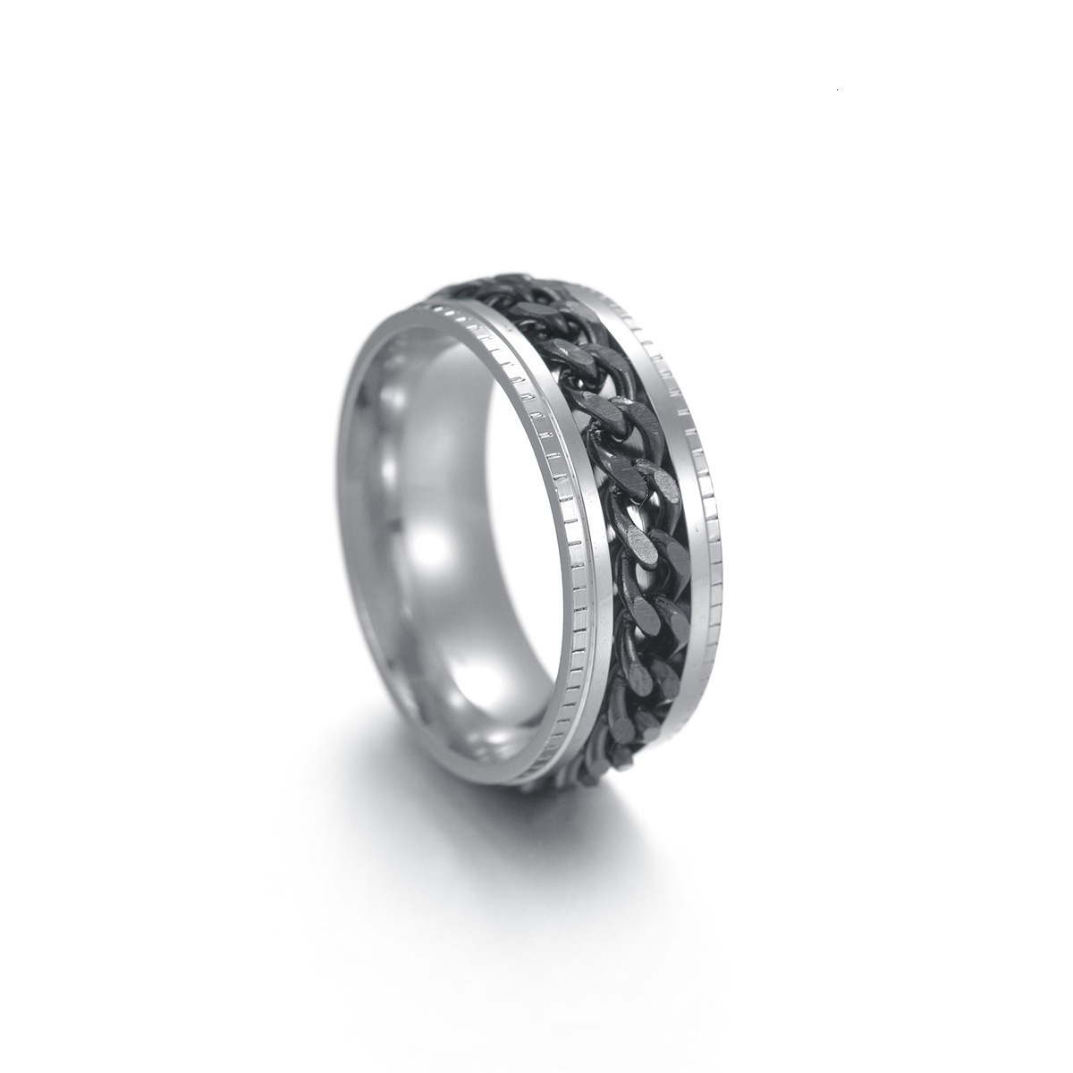 Tiktok the same type of rotatable chain titanium personality male double-layer embossed stainless steel bottle opener ring