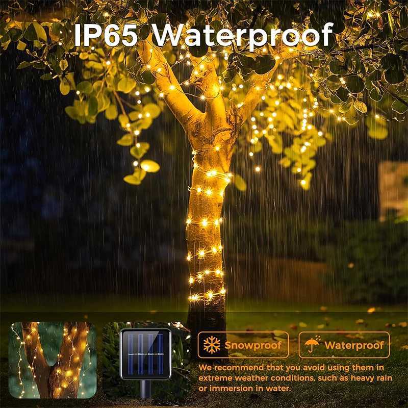 1pcs Solar LED String Lights Waterproof Outdoor Garden Fairy Solar Lights 8 Modes for Street Patio Balcony Tree Decor W251107