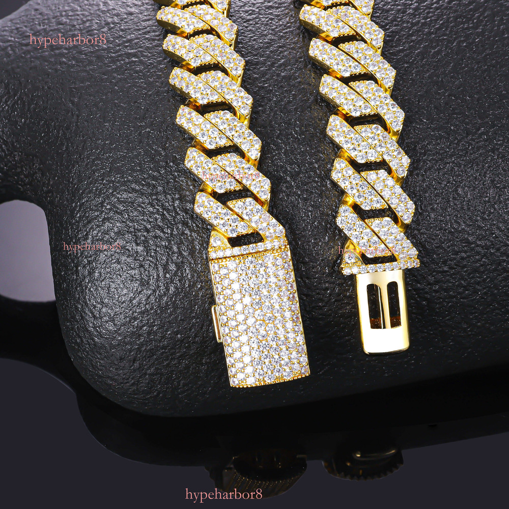 CM 14K Gold Plated Miami New Arrival Hip Hop Cadena Cubana Jewelry Ice Out Men Necklace baguette Cuban Chain