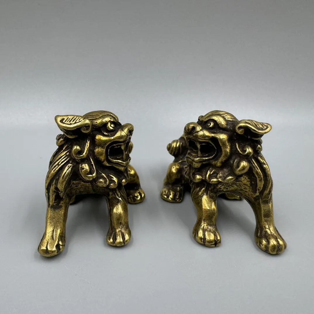 Luxurious Chinese Pixiu Lion Figures Durable Brass Craftsmanship Perfectly Suited for Interior Enhancement