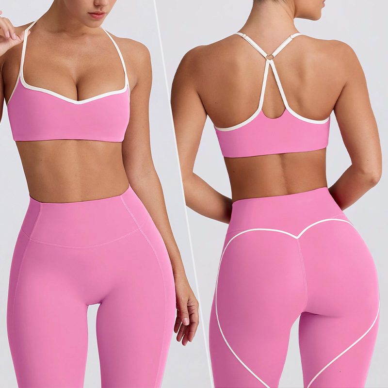 New Set With High Waist Hip Lifting Yoga Suit Women Slimming And Tight Fitting Suspender Beautiful Back Sports Bra For Women Shoulder Bags