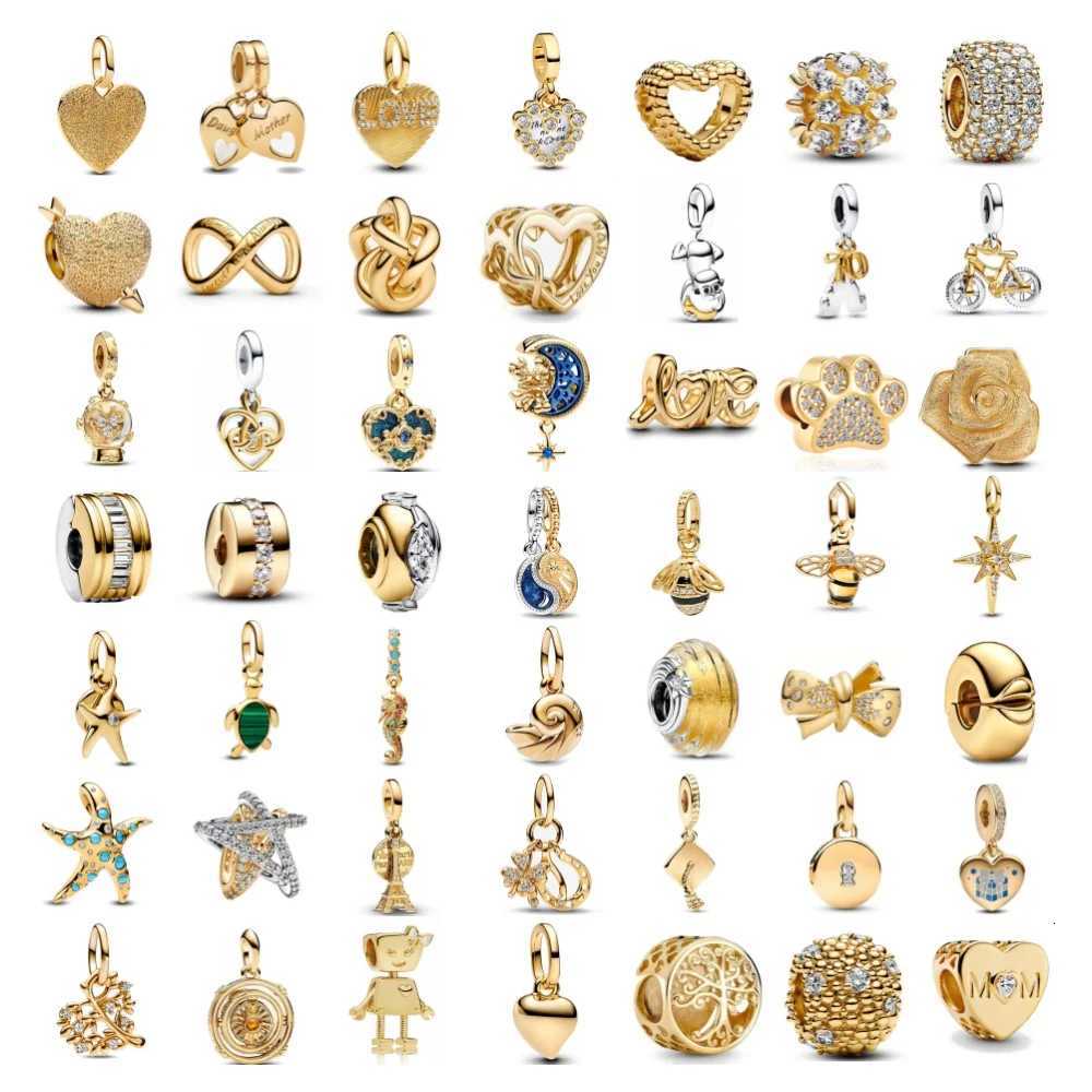 New 925 Silver Gold-plated Bee Dog Paw LOVE Pendant Bead Fit Original European Bracelet DIY Accessories Female Charm JewelryXJ251107