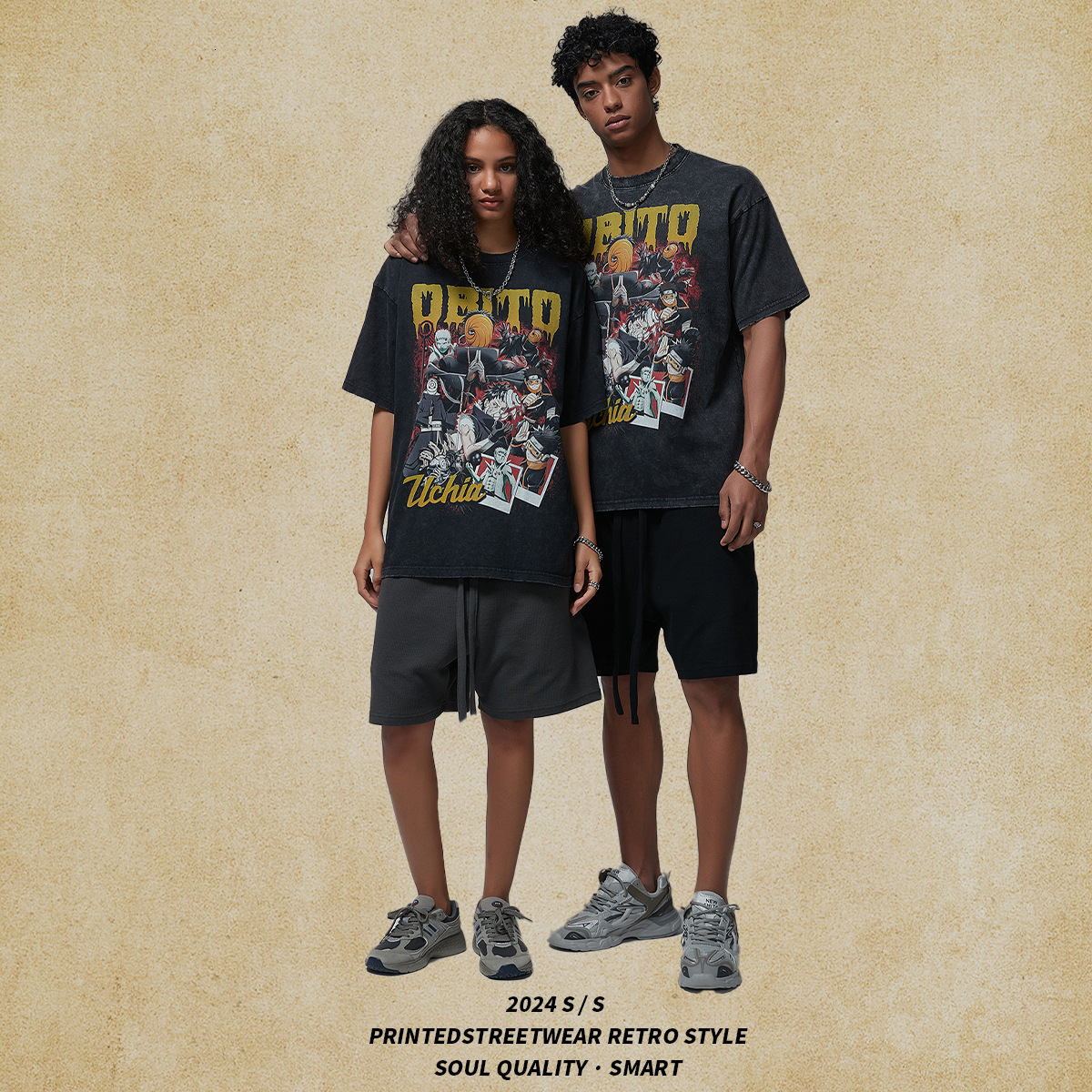 Wear | 2025 Spring/Summer New Product White Ink Digital Breathable Printed Vintage Trendy Brand Men's Short sleeved T-shirt