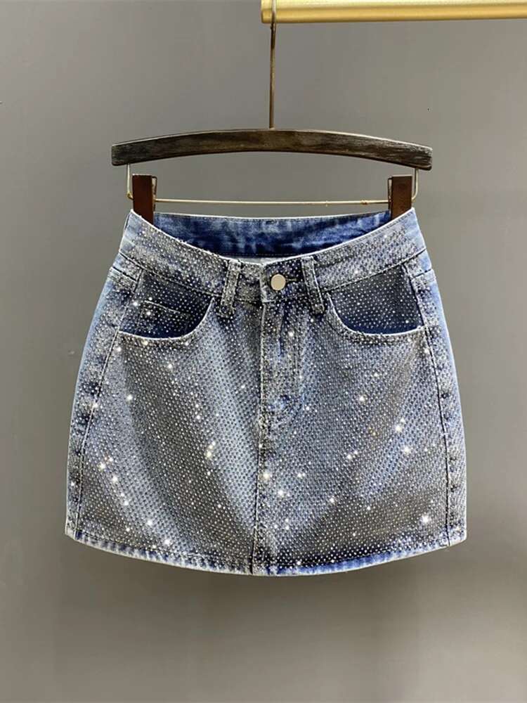Women Denim Skirt Full Dia Slim High Waist Black A-E Wrap Hip Mini Skirts 2025 Spring New Fashion