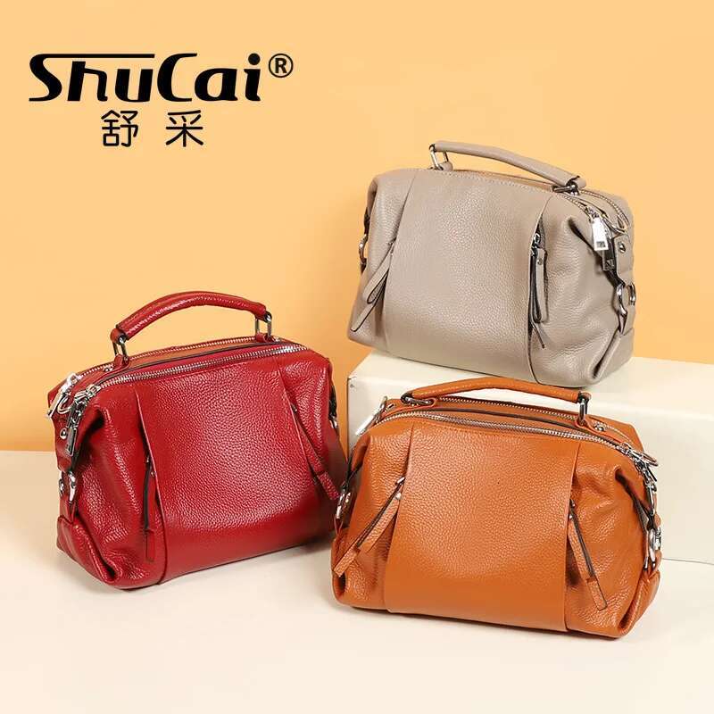 Genuine Leather Handbag Brand Design Elegant Fashion Female High Quality Shoulder Bag Simple Casual Ladies Crossbody Bags Soft