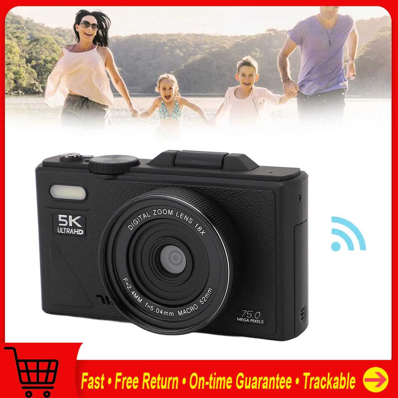 5K Digital Camera 75MP HD 18X Digital Zoom Autofocus Retro Mirrorless Camera with 3 Inch Screen for Travel PhotographyW251107