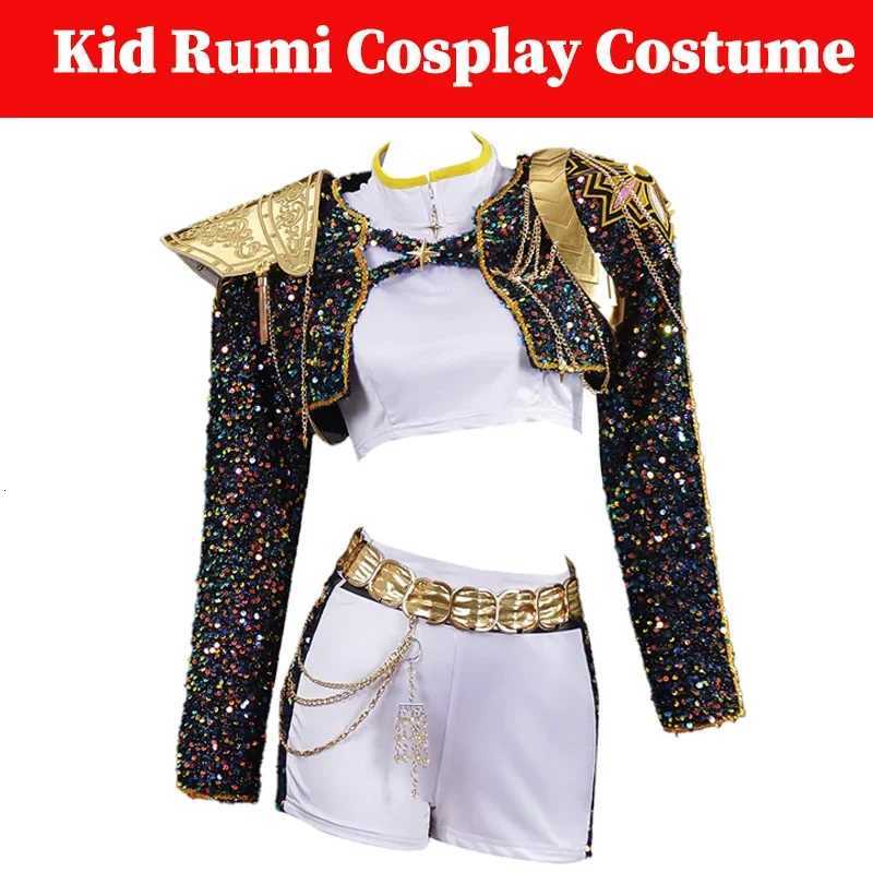 Kid Girls Rumi K Pop Demon Hunter Cosplay Kids Black Gloden Costume Chid Disguise Performance Roleplay Uniform Halloween W251107