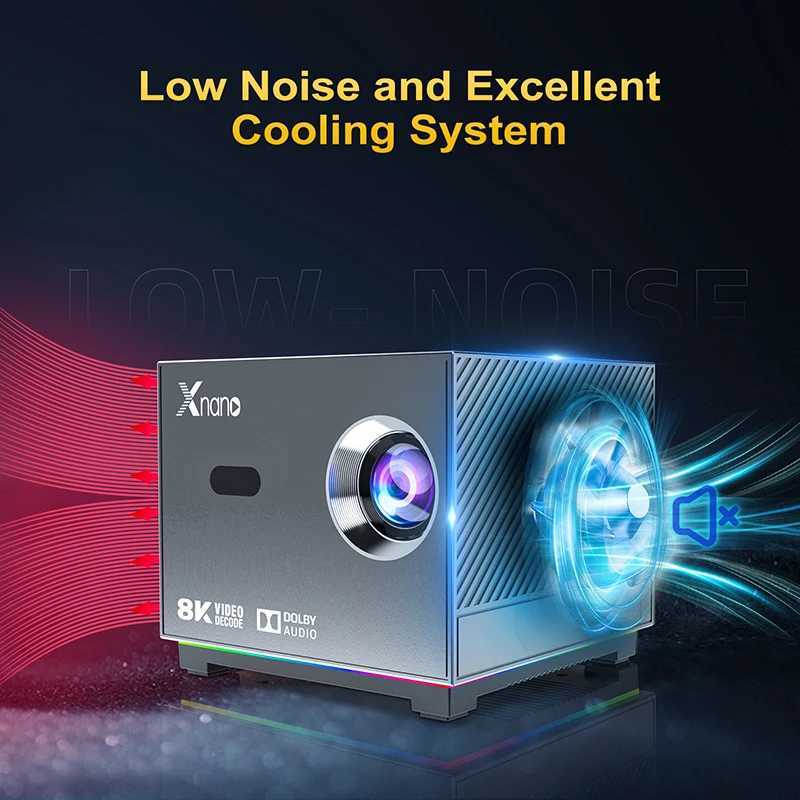 XNANO 300ANSI Projector 8K/4k WiFi 5G Voice Remote Portable Smart Movie Projector with LED Lighting BT5.0 Bulit-in App X250407