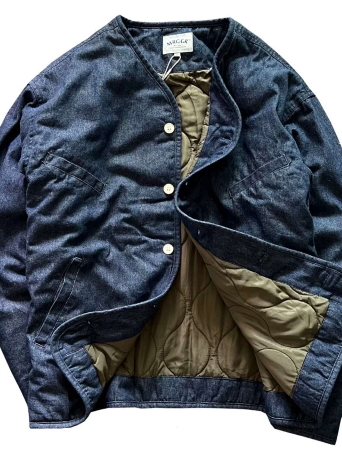 Japanese Retro Style Thickened Warm Autumn Winter Stand Up Collar Jackets Casual Versatile Denim Cotton Padded Coats for Men