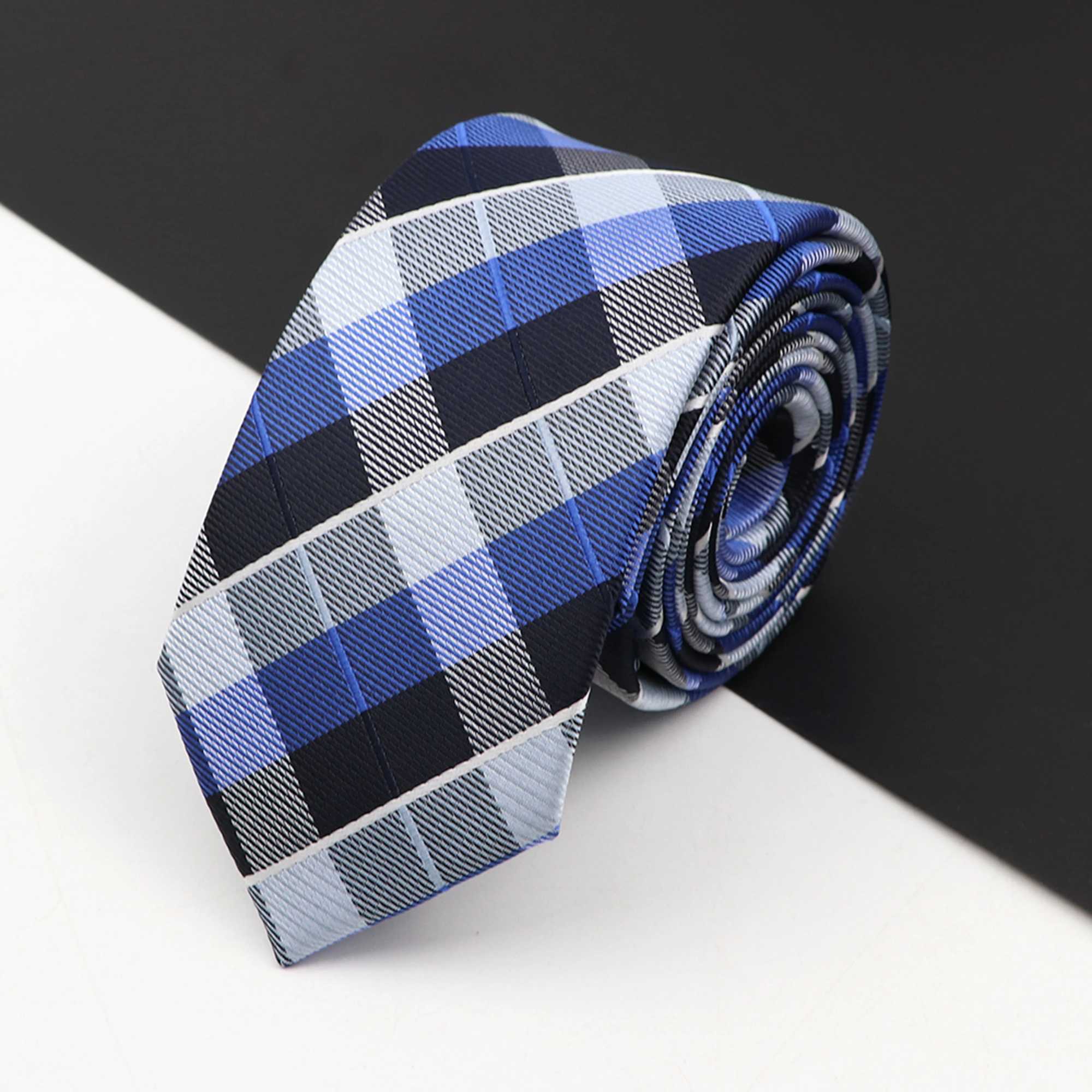 Casual 6cm Mens Plaid Tie New Jacquard Woven Slim Polter Necktie For Business Wedding Accessories Daily Wear Ties Gift X250407