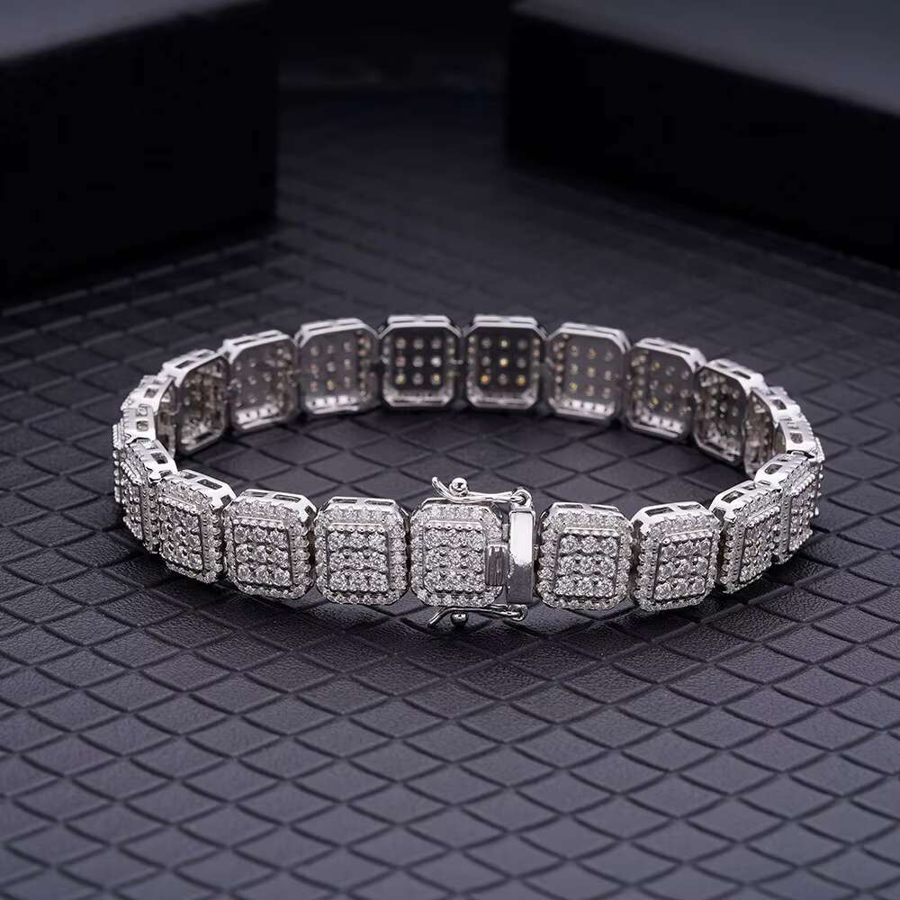 Wholesale Friendship Fine Jewelry 10K 14K 18K Gold Plated Super Full of Micro-inset Zircon Square Design Tennis Diamond Bracelet