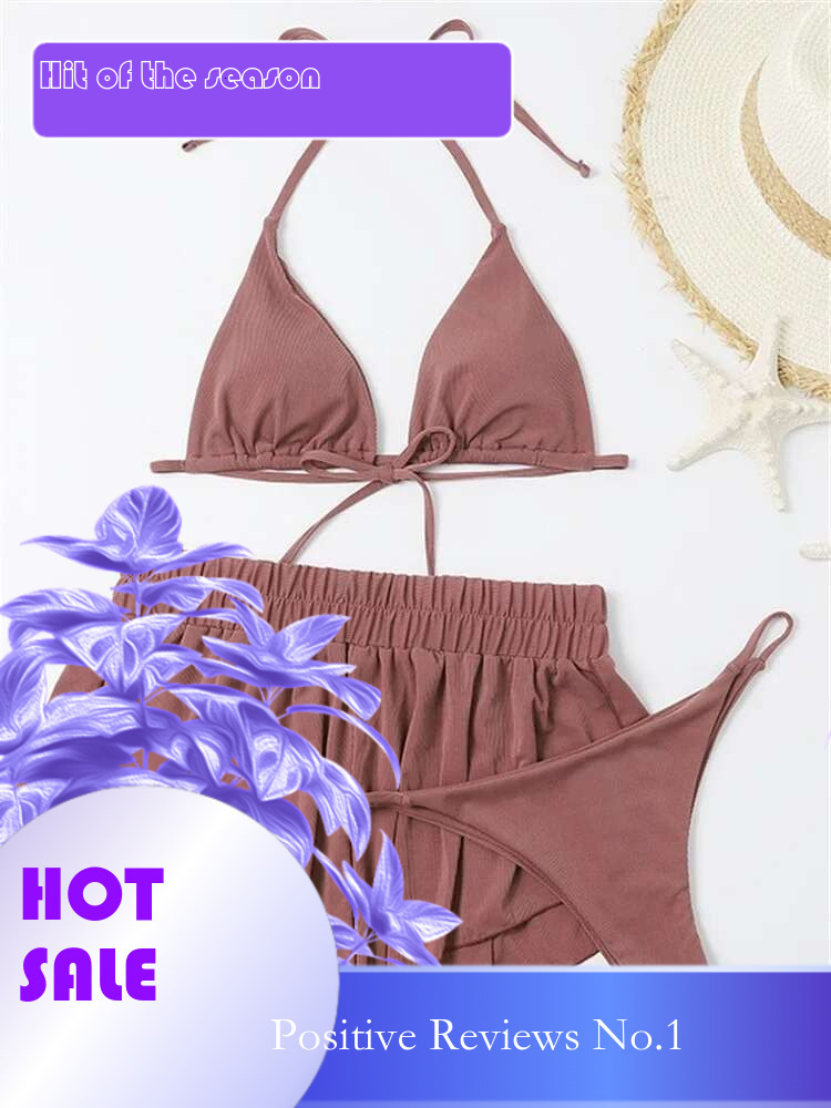 Dongdumaoyi Sexy Front Tie Piece Bikini Set Women Brown Push Up Padded High Waist Swimsuit Female Beach Bathing Suit Swimwear Biquini