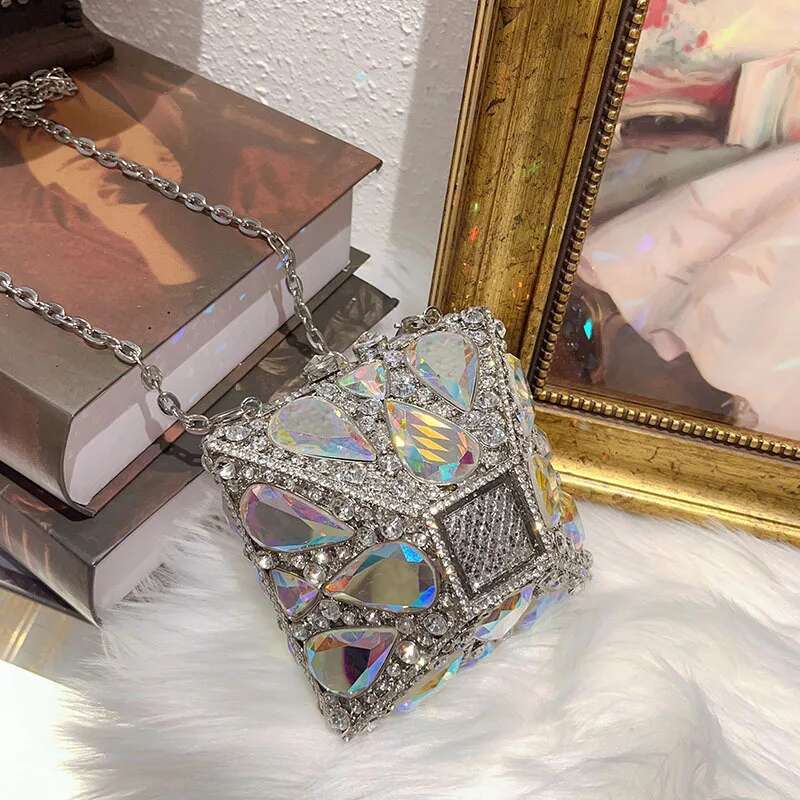 XIYUAN New Dias Evening Bags Rhies Clutch Purse Women Wedding Purses Party Crystal Gems Handbag