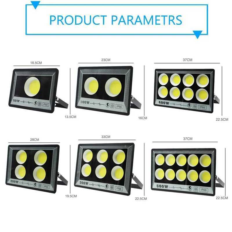 NEW 50/100/200/300/400/500W Led FloodLights AC 175-265V Outdoor Wall Flood lights Spotlight IP66 Waterproof LED Street Lamps HOTW251106
