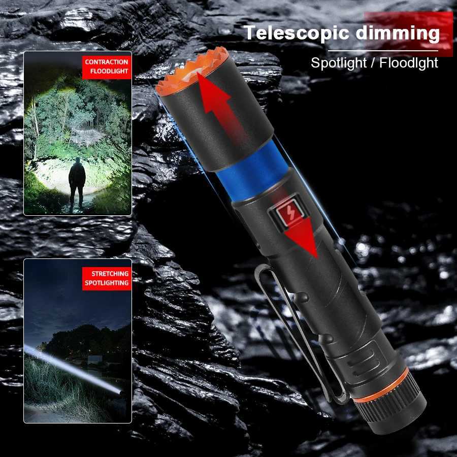 Mini Super Powerful LED Flashlight Rechargeable Zoom Waterproof Lamp Small Portable Lantern Ultra Bright Outdoors Camping TorchW251106