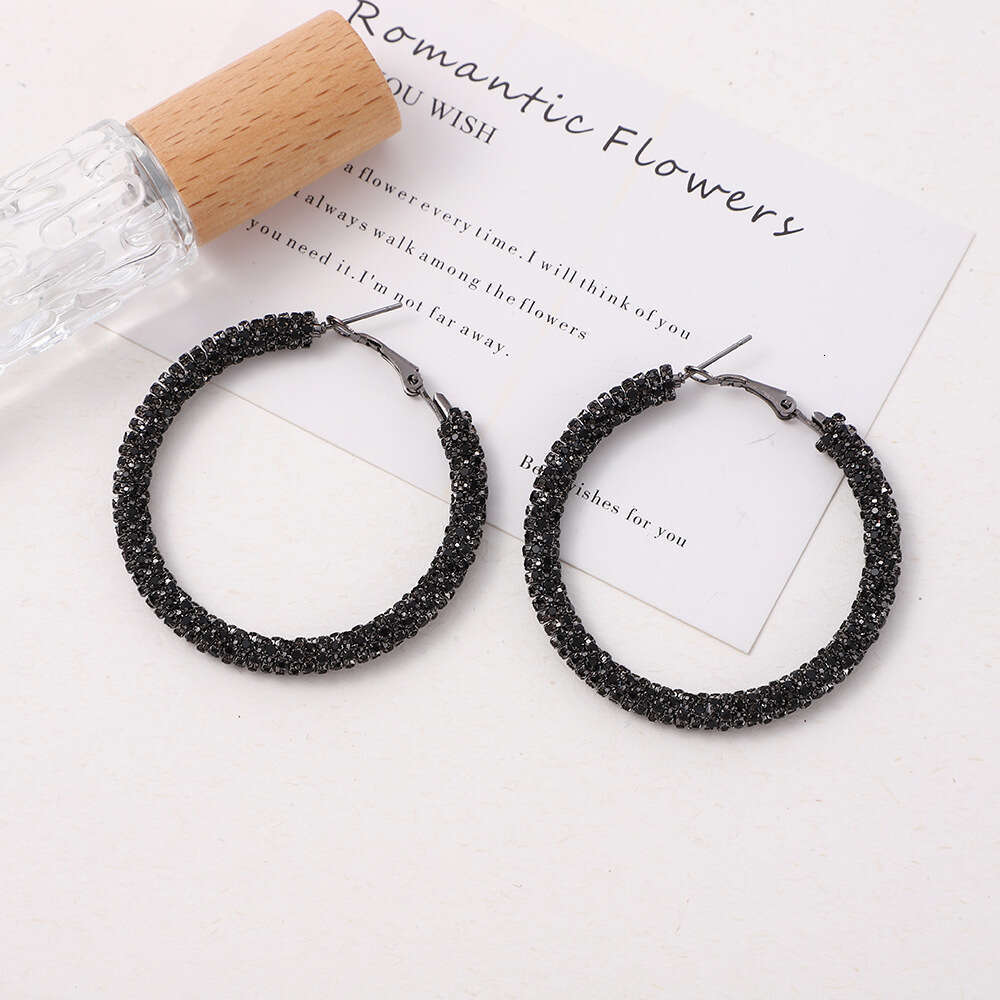 Large circle with hot high-end feel, full dia fashion temperament, circular ring earrings, pendants, earrings