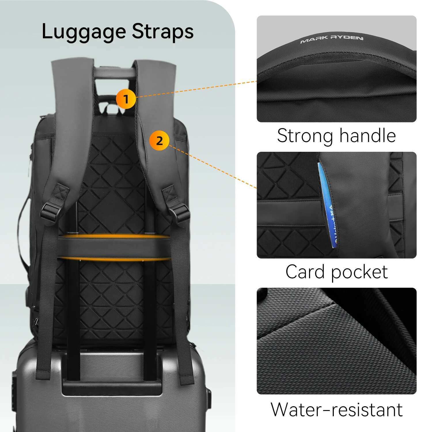 Mark Ryden 15.6 Inch Laptop Backpack Travel With USB Charging Port School Backpacks Waterproof Bag For Men