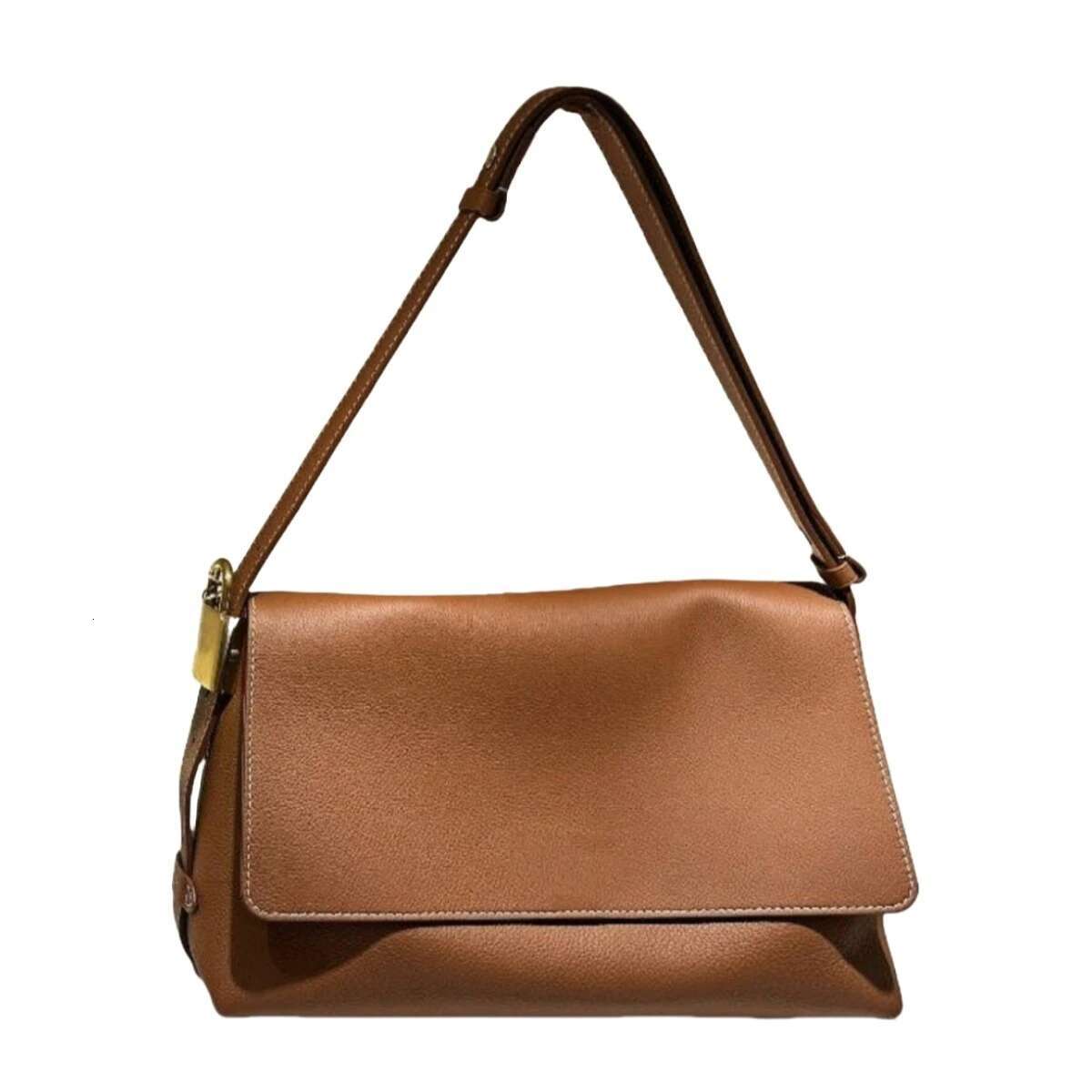 2025 New Messenger Genuine Leather Flip Simple And Fashionable Lock High End Single Shoulder Crossbody Women Bag