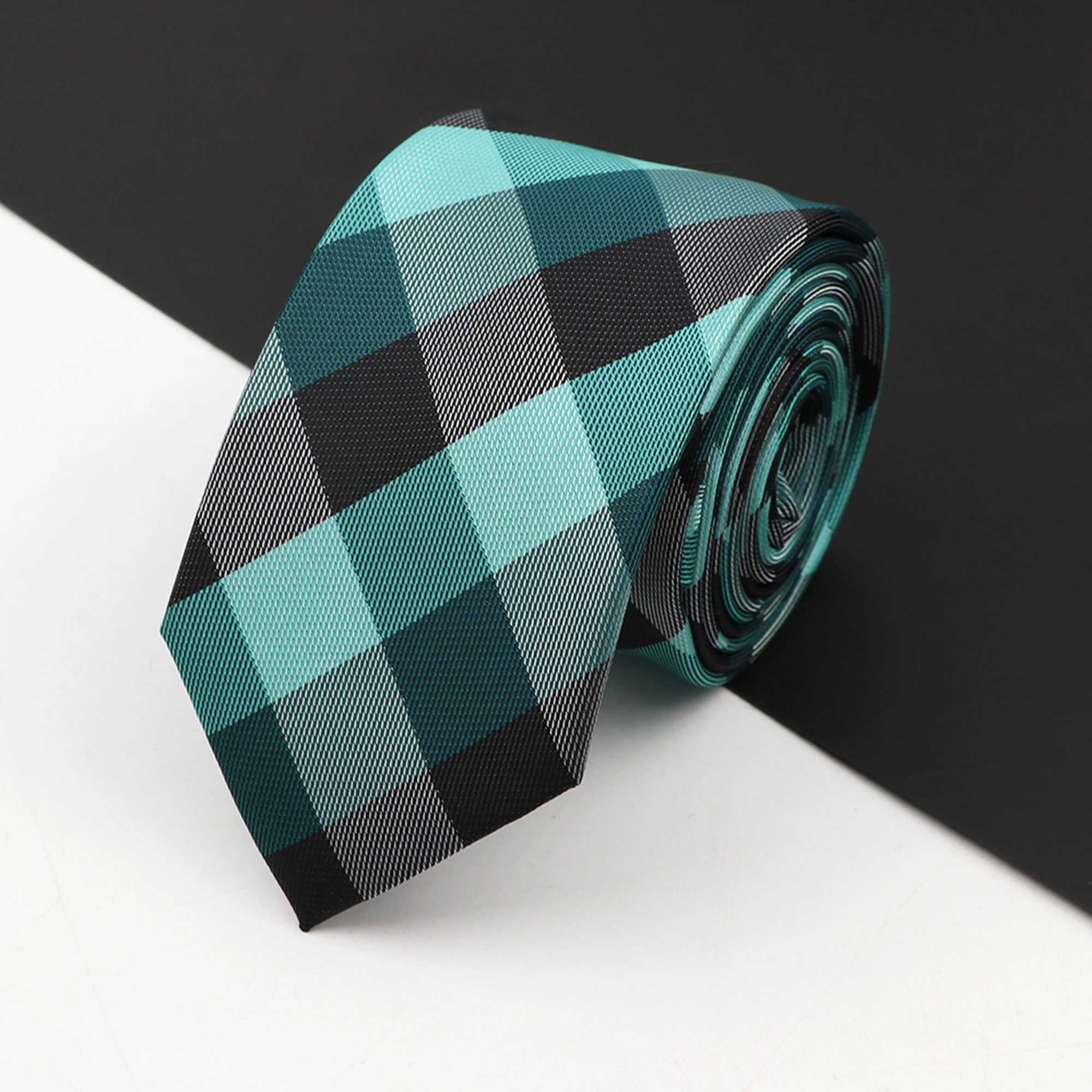 Casual 6cm Mens Plaid Tie New Jacquard Woven Slim Polter Necktie For Business Wedding Accessories Daily Wear Ties Gift X250407