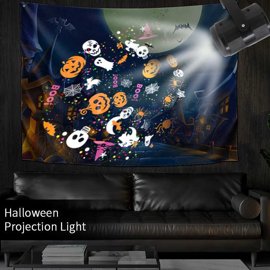 USB Power Halloween Decoration Projector Light Pumpkin Spider Bat Dynamic Pattens Projector Night Light for Bedroom Room Party W251107