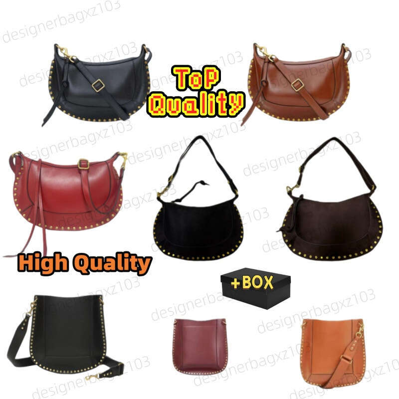 Isabel Marantbag With Box Designer Bag Luxury Bag French Retro Hot Item Rivet Classic Half-moon Bag Leather Single Shoulder Crossbody Personality Fashion Handbag