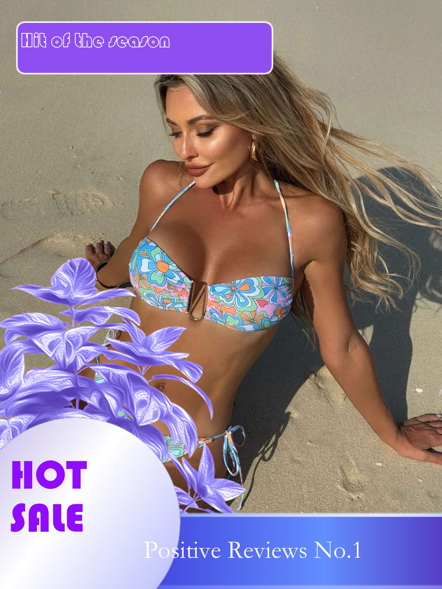 Dongdumaoyi Metal U Neck Bikini Set Women Sexy Green Floral Print Push Up Micro Swimsuit Brazilian Beach Bathing Suit Thong Swimwear