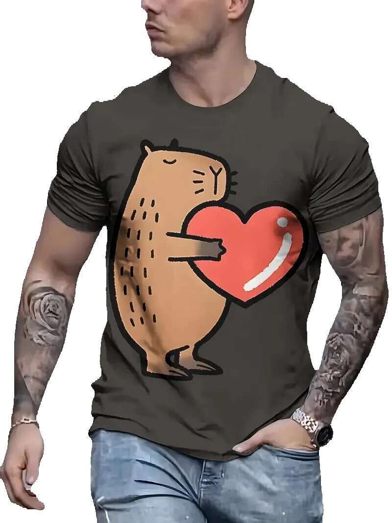 3D Printing Fun Pattern Men's and Women's T-shirts Cute Animals Capybara Summer Casual Fashion Loose Children's T-shirt Top