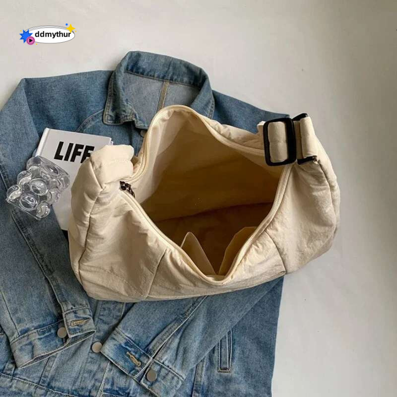 Trendy Women's Soft Cloth Shoulder Bag Solid Color Student 2025 Spring Y2k Casual Style Big Handbags Crossbody Bags for Women ddmythur