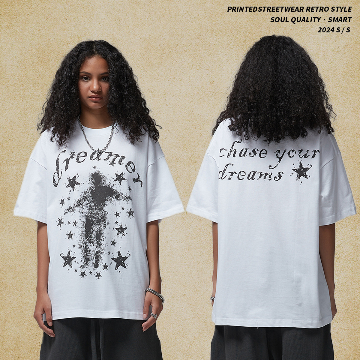 Wear | 2025 Summer Untouched Round Neck Printed Men's Short Sleeve American Trendy Brand Loose Couple T-shirt