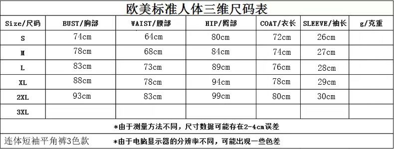 New printed color blocked short sleeved zipper jumpsuit with flat angle pants, tight fitting women's swimsuit