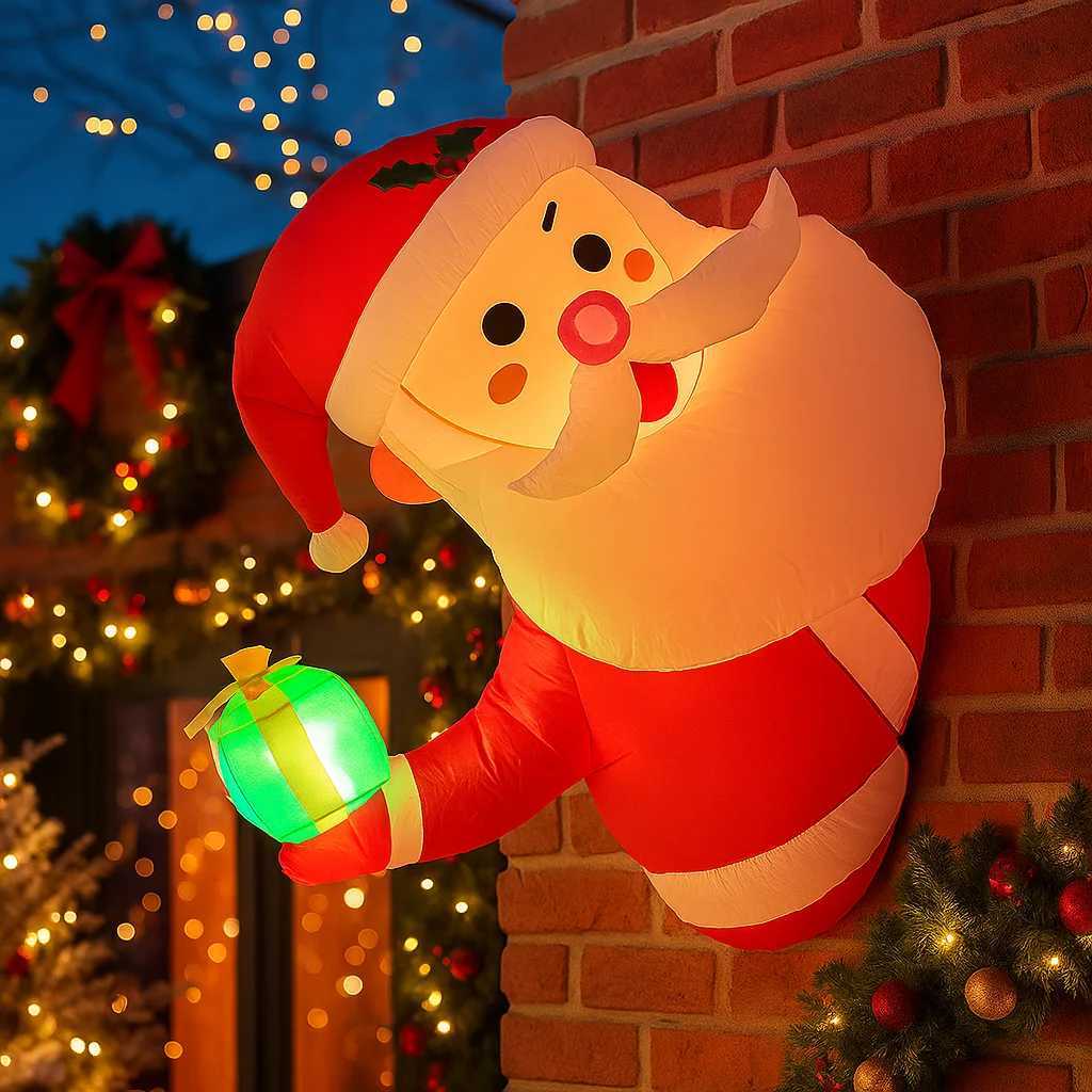 32FT Outdoor Holiday Inflatable Decorations Santa Claus Gift Xmas Yard Lawn Party Ornaments Lights Christmas Home Toy W251107