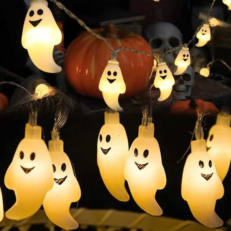 Halloween LED Ghost String Lights Battery Powered Decorative Fairy Lamp Indoor Outdoor Lighting for Haunted House Party Home W251107