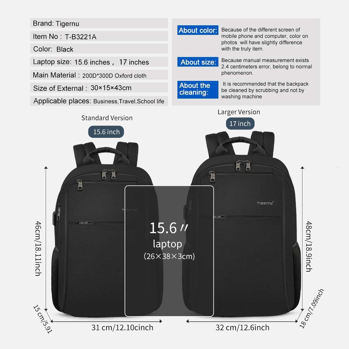 Tigernu New Anti Foug Casual USB Charging For 15.6 17Inch Laptop Splashproof Men Women Fashion Backpack