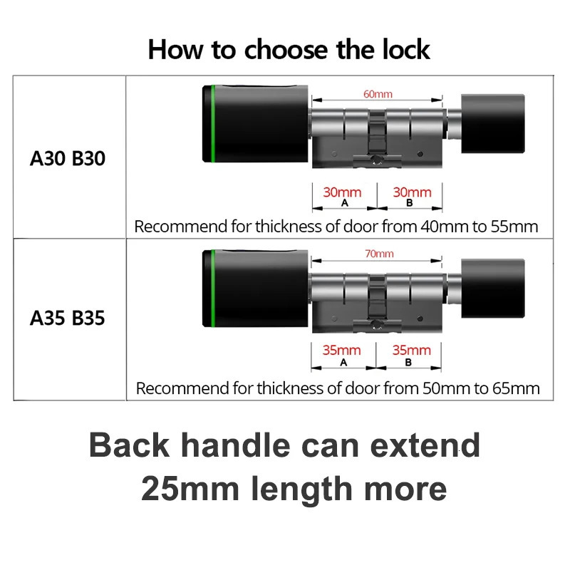 Smart Cylinder Lock With Tuya Bluetooth Fingerprint 13.56mhz IC Card Include CR123A Battery Easy Installation Replace S1 250402